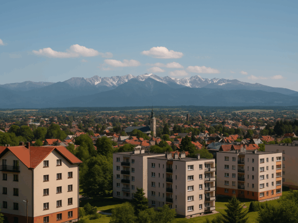 wygeneruj mi zdjęcie nowego targu - dla wpisu dotyczącego wynajmu mieszkania w nowym targu - bez napisów