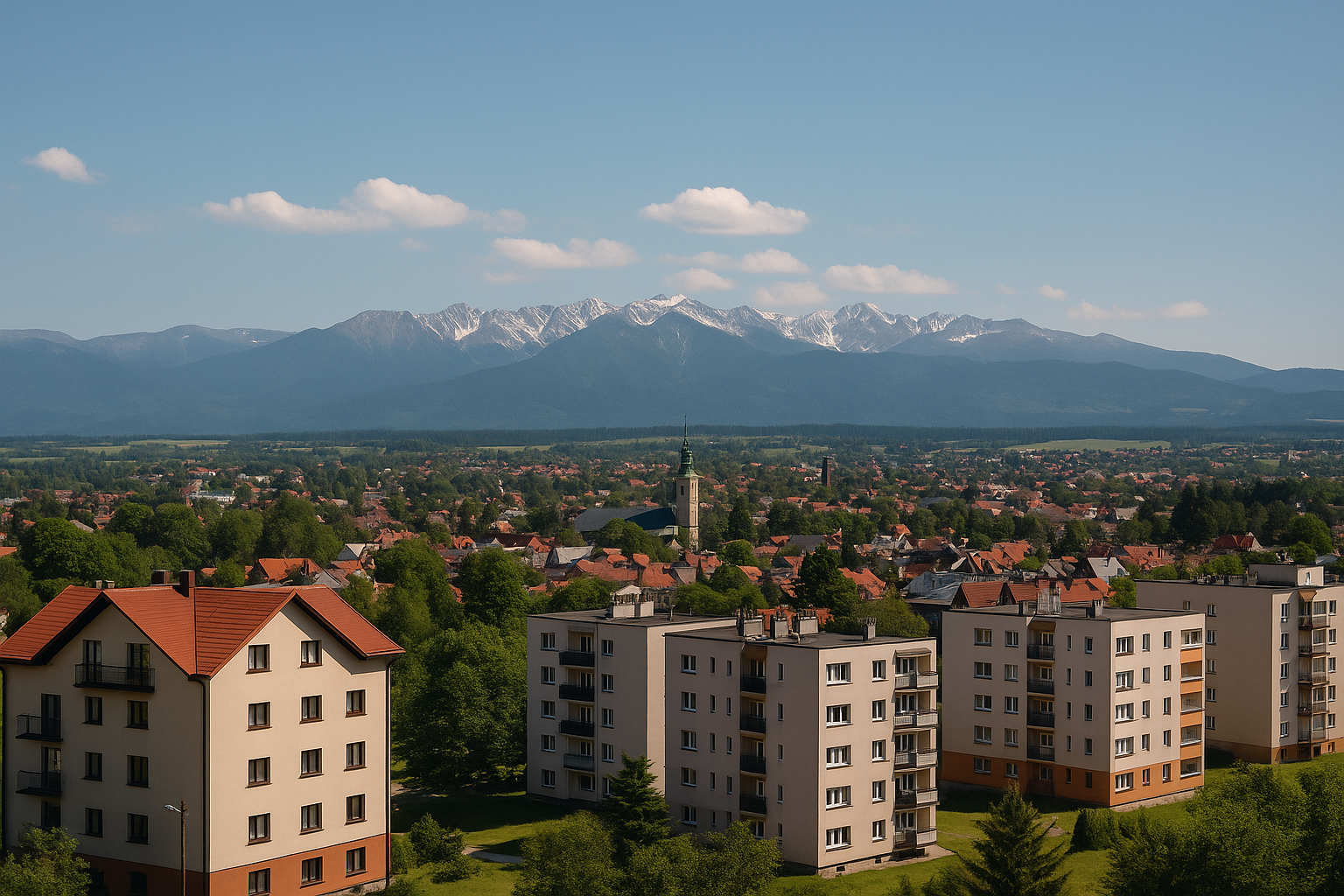 wygeneruj mi zdjęcie nowego targu - dla wpisu dotyczącego wynajmu mieszkania w nowym targu - bez napisów